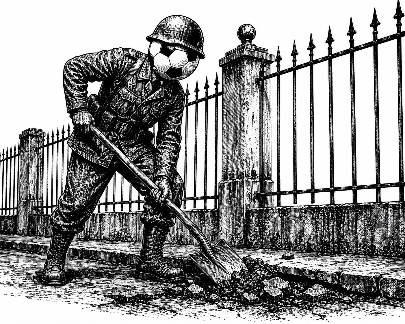 soccer ball digging trench
